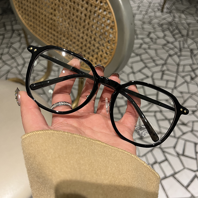 白鹿大框蓝光黑色大框平光眼睛