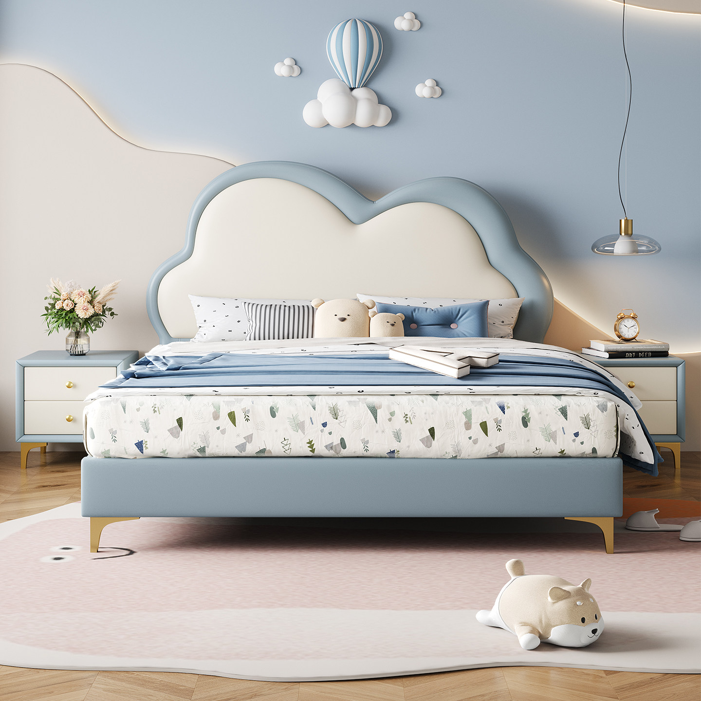 云朵法式奶油风1.5米卡通简约儿童床男女孩主次卧储物皮床软包床,住宅家具,皮艺床,淘宝优惠券,粉丝福利购,淘宝优惠卷