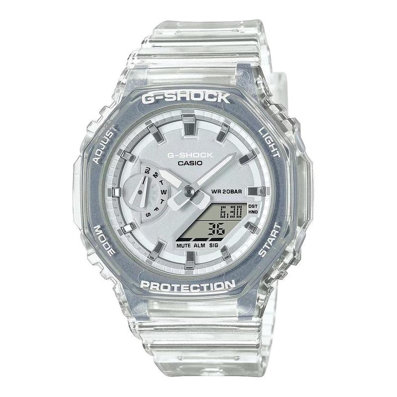 G-SHOCK男女腕表夜光计时世界时闹钟透明树脂防水矿物玻璃户外