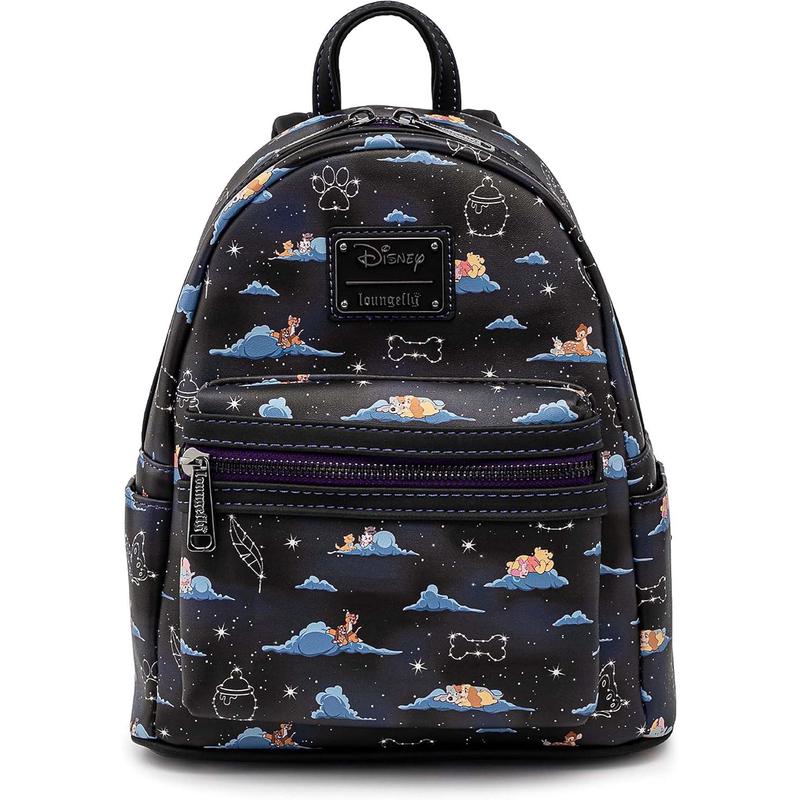 Loungefly男女双肩包前袋设计可调节肩带顶部提手内置衬里黑色