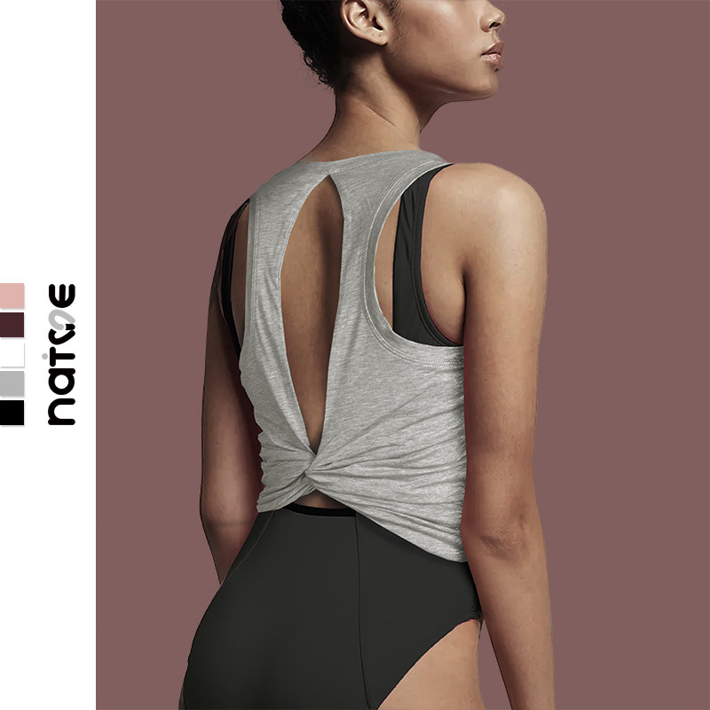 运动背心罩衫女健身瑜伽背心无袖运动罩衫背心露脐训练服棉T恤 薄
