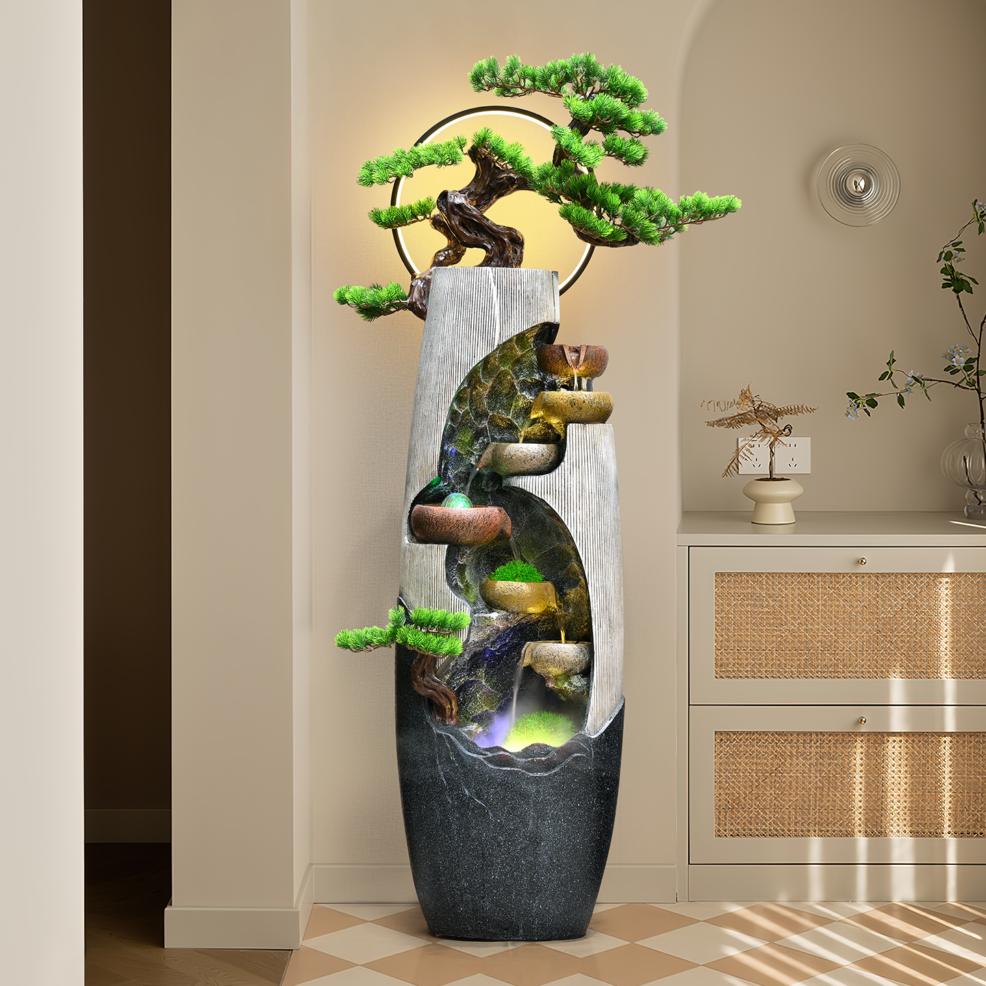 万人种草的花瓶流水摆件