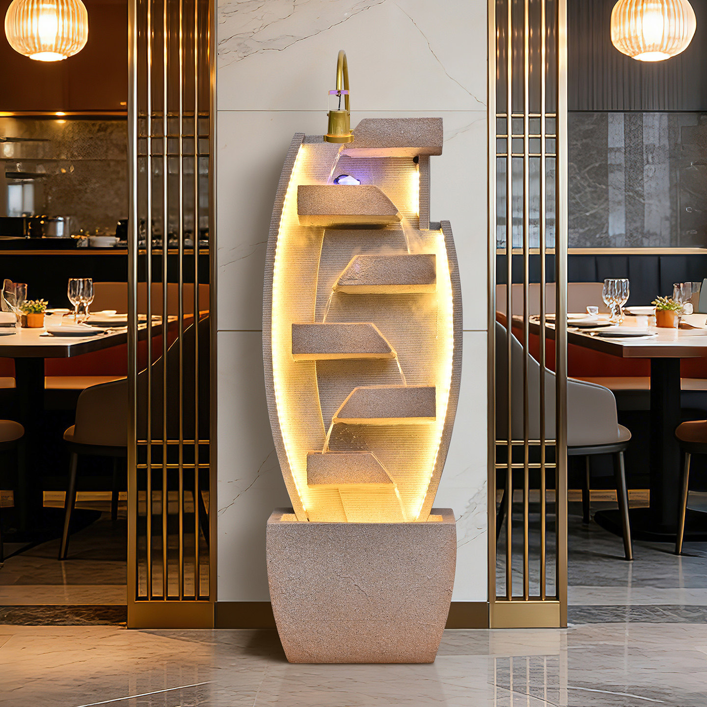 现代简约LED灯光流水摆件循环水景观室内装饰品家居风水轮落地,家居饰品,流水摆件,淘宝优惠券,粉丝福利购,淘宝优惠卷