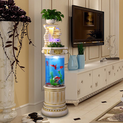 热卖客厅落地流水鱼缸摆件大气