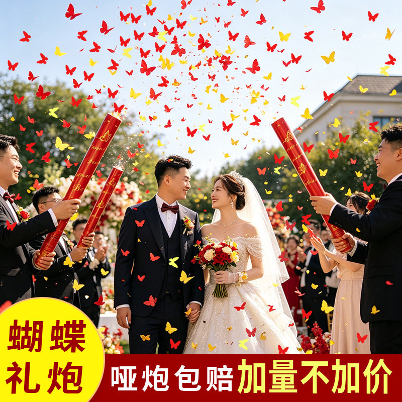 结婚生日礼炮蝴蝶花瓣羽毛礼花图片