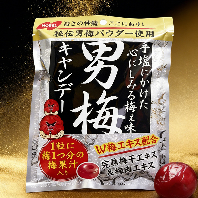 日本进口NOBEL诺贝尔男梅酸咸紫苏梅子糖硬糖网红休闲零食袋装80g