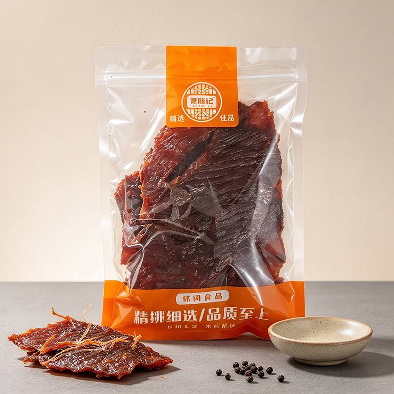 红喜爱脯记原味黑椒原切猪肉脯手撕大片肉脯猪肉干追剧零食500g装