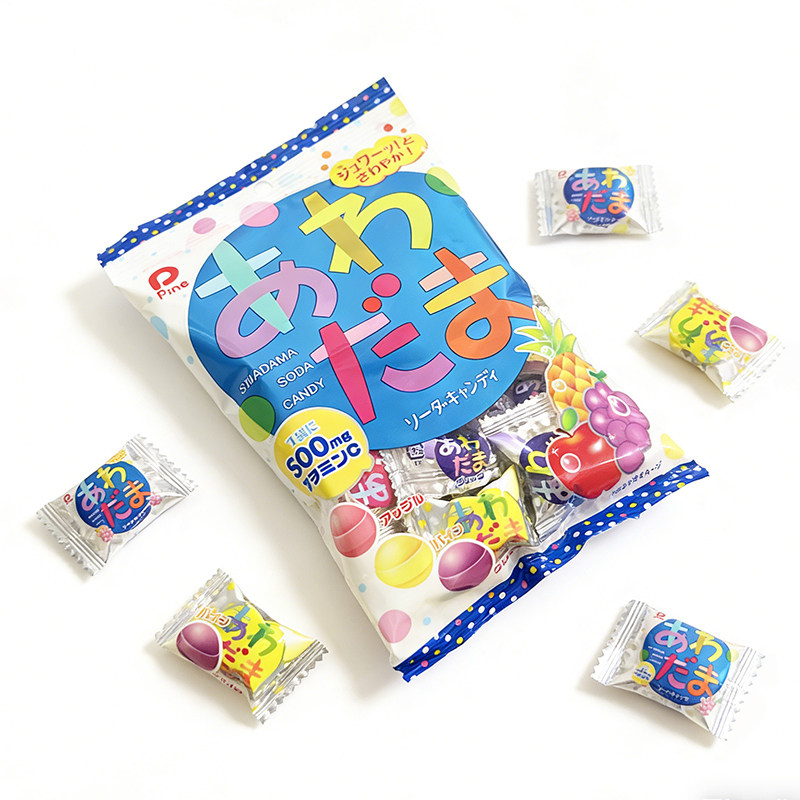 日本进口佩茵汽水糖什锦水果味气泡糖结婚喜糖硬糖休闲零食120g袋