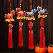 2026马年挂饰新年喜庆3D立体马挂件红色流苏生肖马车载装 饰品挂饰