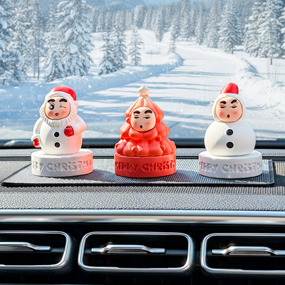 车载摆件老人雪人圣诞树可旋转