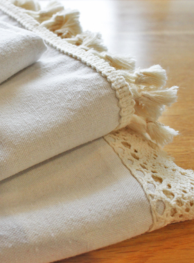 简约北欧ins风白色桌布拍照背景野餐布茶几防尘盖布纯色棉麻布艺