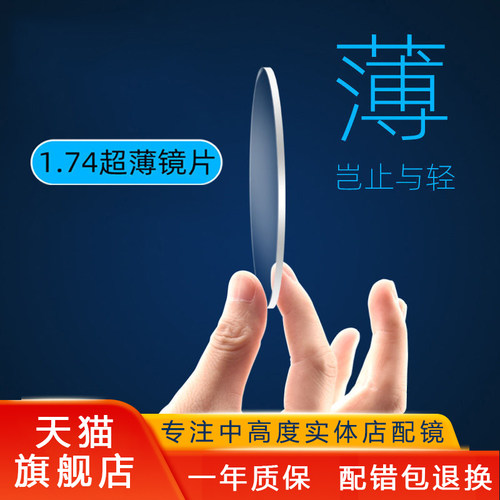 1.74高度超薄非球面防蓝光眼镜片
