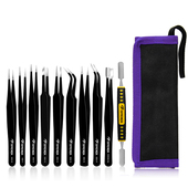 拓伏锐镊子套装 工具不锈钢加厚夹持精密镊子组套带金属撬棒维修组