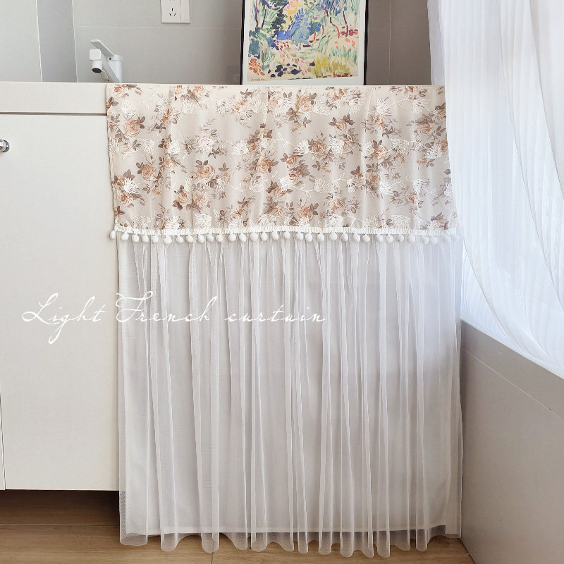 2025新品洗衣机遮挡帘书柜鞋柜类隔断帘可定制轻法式奶油风魔术贴