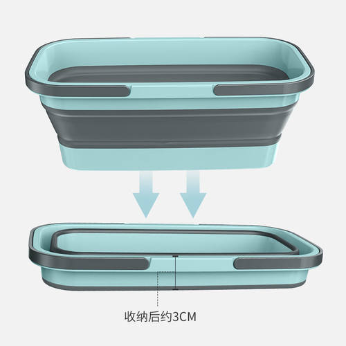 可折叠拖把桶家用加厚耐用拖布桶长方形塑料收纳储水桶中号蓝折叠