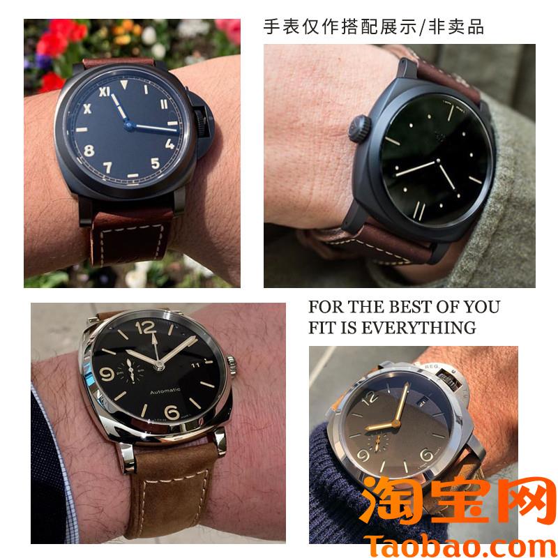 原装适用YGB疯马皮真牛皮表带佩沛纳海panerai胖大海VSKWXF表链24