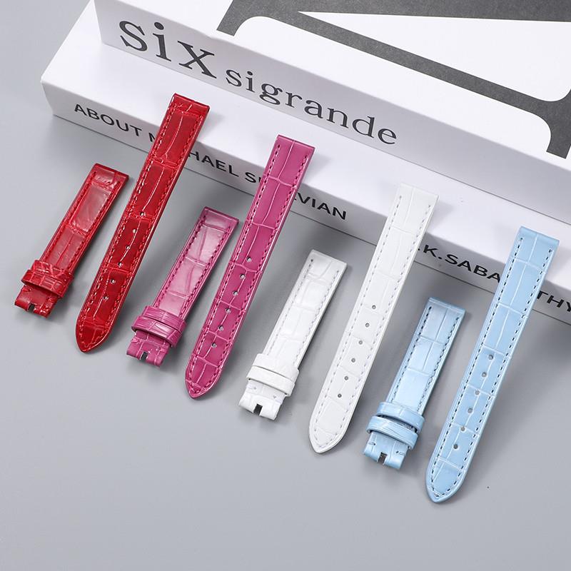 原装适用萧邦快乐钻石表带鳄鱼皮肖邦HappySport真皮表带18mm15mm