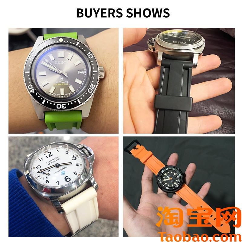 原装适用沛纳海表带防水沛纳胖大海橡胶手表带男女针扣硅胶表带24