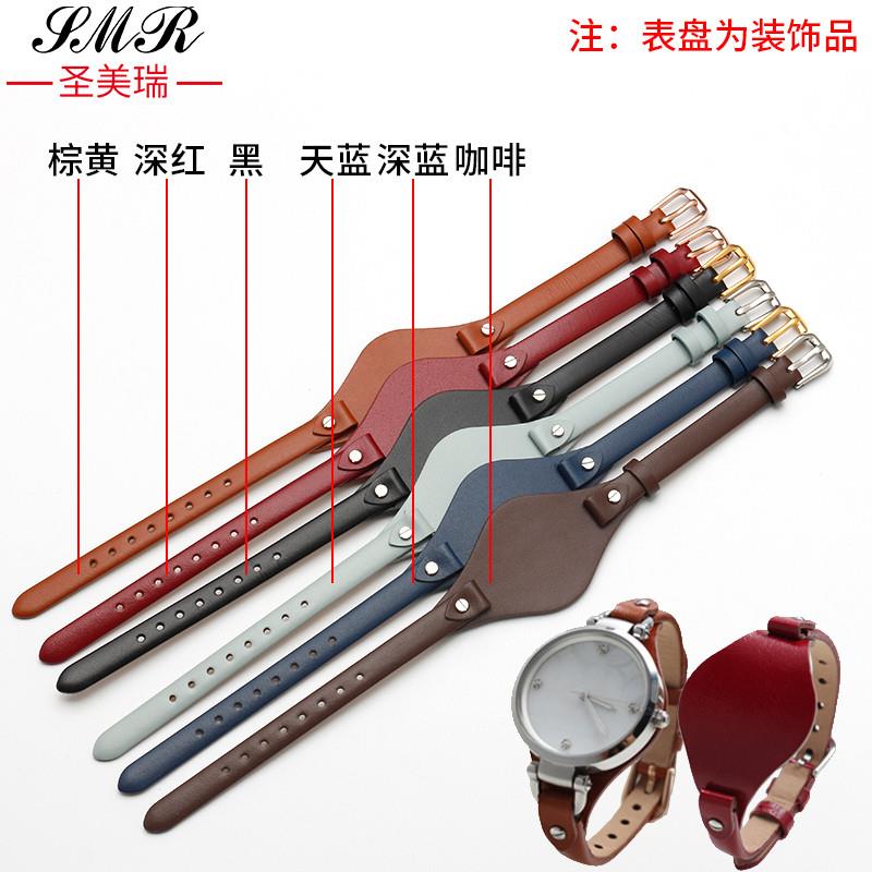 原装适用小尺寸女士真皮手表带化石ES3077ES2830ES3262ES3060皮表