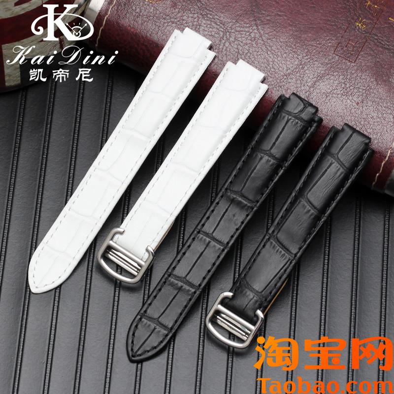 原装适用卡地亚蓝气球表带男女款折叠扣真皮带蓝气球表带凸口18MM