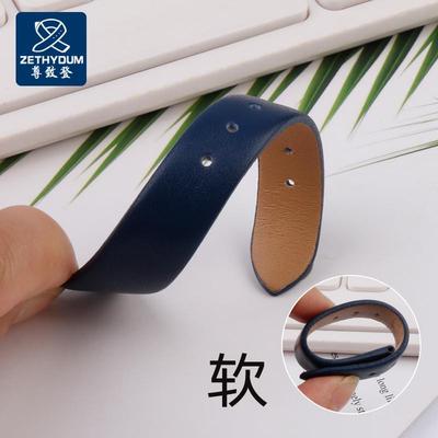 原装适用蓝色薄款真皮手表带阿玛尼dw飞亚达罗西尼牛皮手表带女款