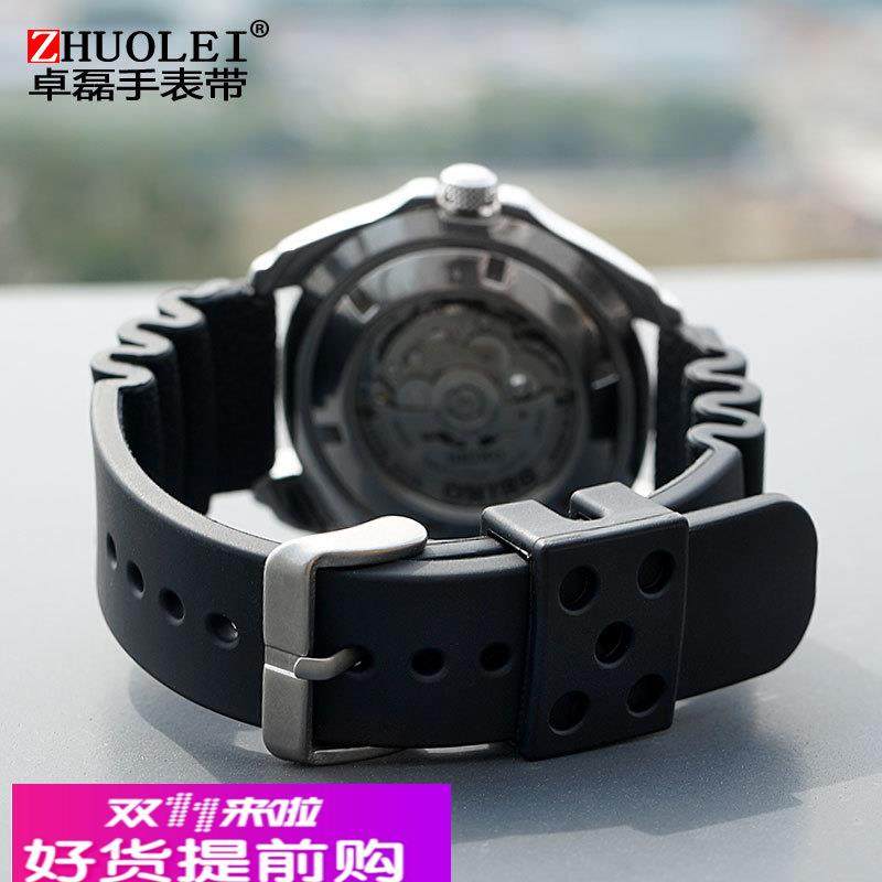 适用原厂适精工5号罐头5号红牙水鬼SRP601J1男款橡胶加长手表带20