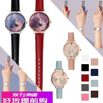 适用原厂真皮手表带女VictoriaHyde维多利亚海德VH表带针扣配件12