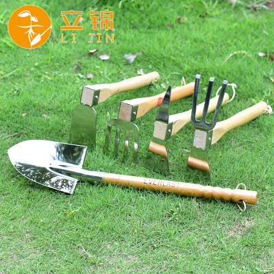 家用不锈钢小锄头农具户外种菜除草挖土种花两用锄头小耙子钉耙镐 虎窝淘