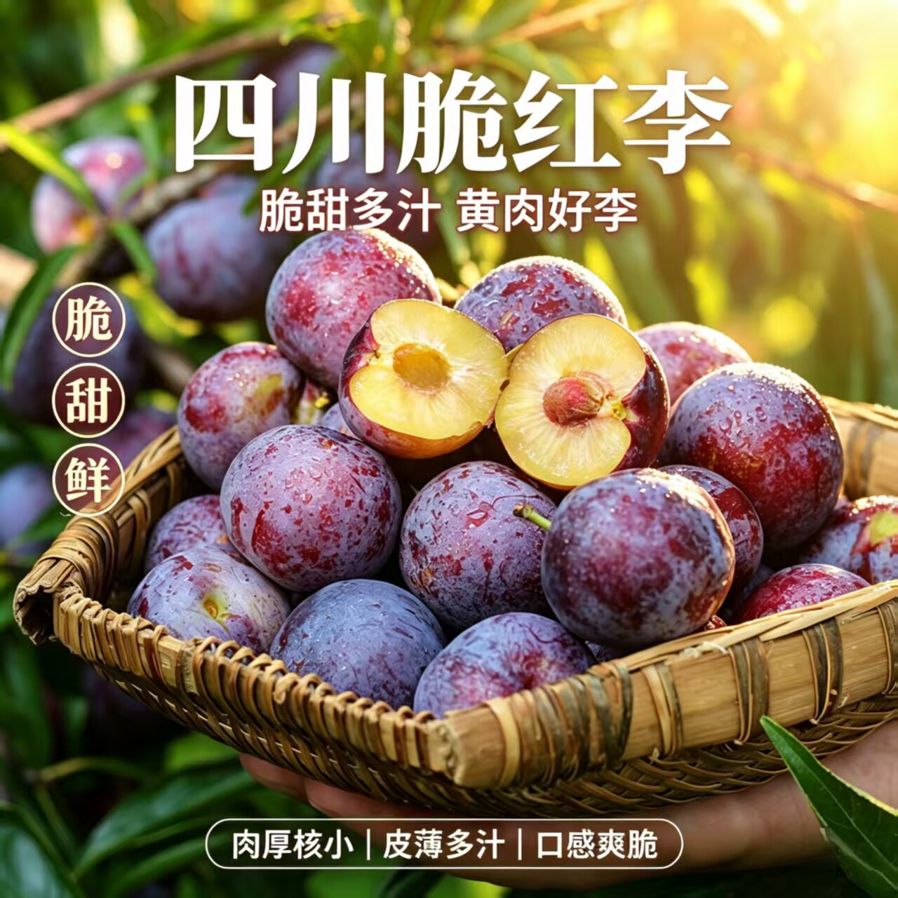 【京东快递】四川脆红李小脆红李子应季水果黄肉脱骨非青脆李