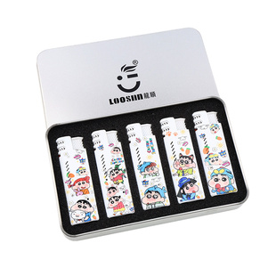 【蜡笔小新】直冲防风打火机蓝焰充气家用高档个性创意潮送礼男女