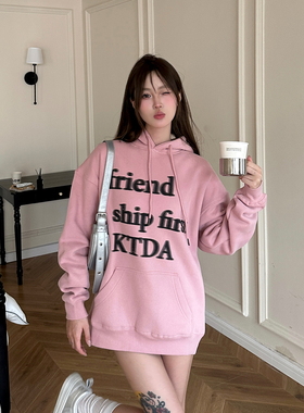 KTDA幻影标语卫衣星星潮牌宽松高街vibe美式加绒情侣装连帽上衣