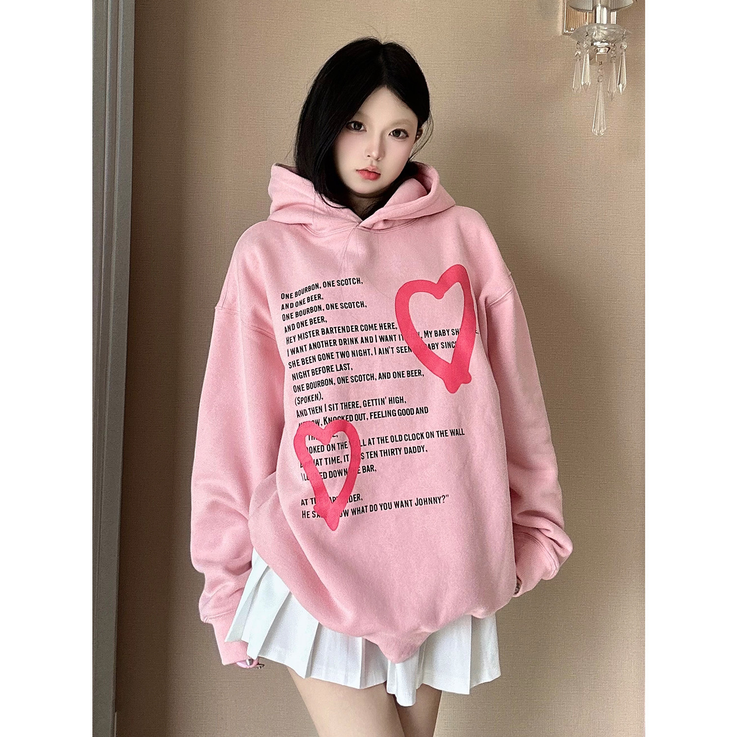 KTDA新品卫衣宽松情侣加绒帽衫