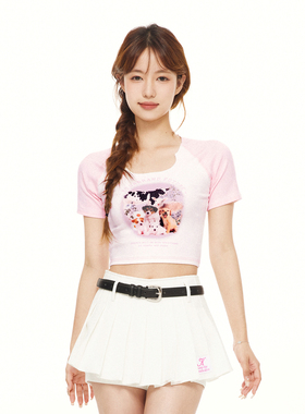 KTDA趣味动物T恤修身内搭小众辣妹短款春夏短袖长袖紧身上衣新款