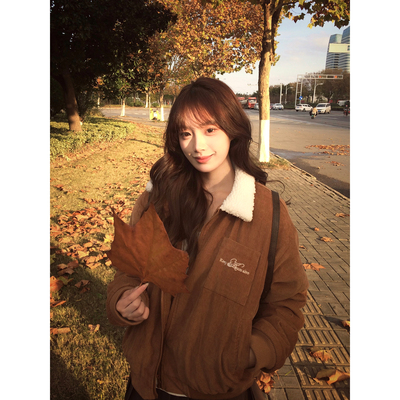 KTDA羊羔绒领口灯芯绒夹克男女秋