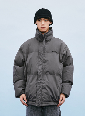 KTDA立领压胶字母羽绒棉服秋冬情侣潮牌高街美式加厚保暖外套夹克