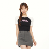 辣妹短袖 KTDA基础闪粉字母印花logo圆领露脐上衣2024夏季 短款 t恤