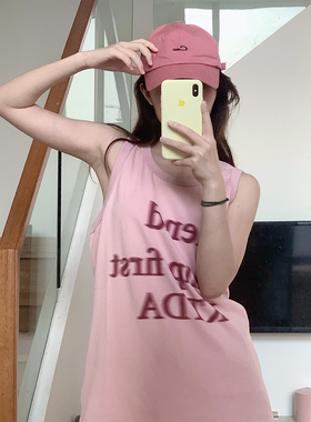 KTDA国潮牌情侣美式夏季短袖基础幻影印花运动宽松休闲无袖背心