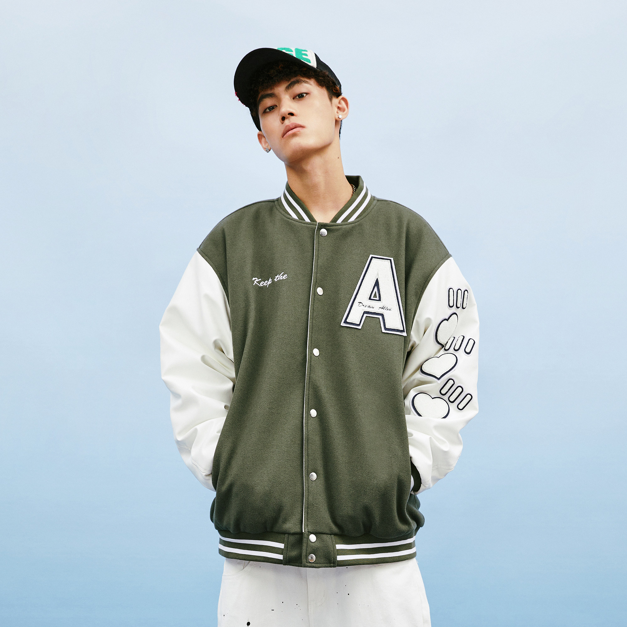 KTDA复古拼接刺绣棒球服男女情侣