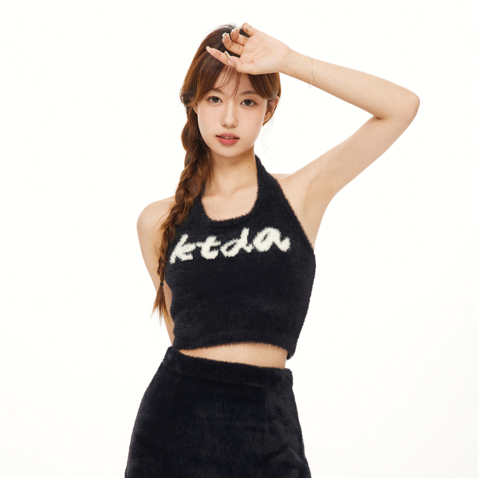 毛绒抹胸挂脖吊带美背辣妹