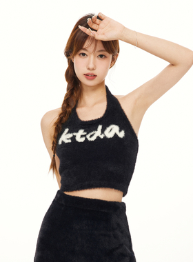 KTDA毛绒挂脖吊带美背辣妹风抹胸背心内搭打底无袖性感露背上衣女