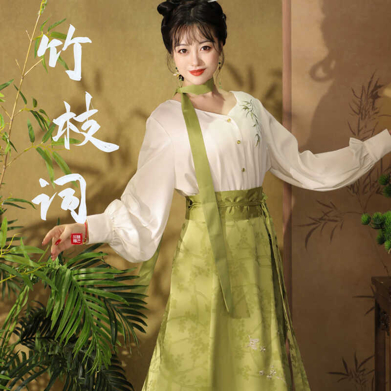 听月小筑【竹枝词】原创女春秋齐腰裙唐制新中式衬衫国风改良汉服