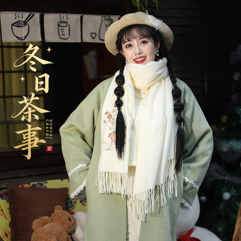 听月小筑【冬日茶事】原创女秋冬国风羊毛大衣新中式外套非汉服