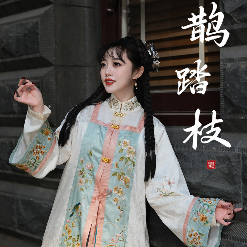 听月小筑【鹊踏枝】原创女春秋方领长衫国风新中式古装改良汉服