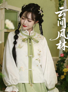 听月小筑【云间风林】原创女春秋国风新中式汉元素衬衣非汉服