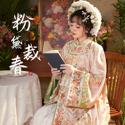 听月小筑【粉黛裁春】原创女春夏印花仿清代女装