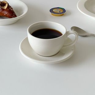 门牙奶奶 奶白色系列陶瓷咖啡杯碟 拿铁杯碟下午茶杯碟套装