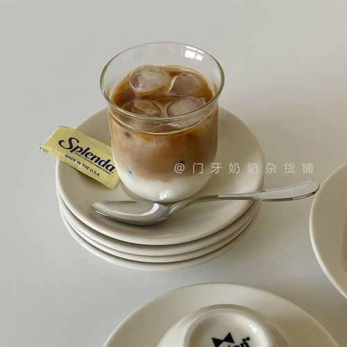 ins胖胖玻璃杯耐高温dirty杯冰美式拿铁咖啡杯澳白咖啡杯果汁杯