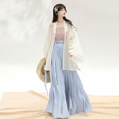 茗月萱原创宋制汉服折领中长衫 夏蝉 天丝吊带日常通勤百迭百褶裙
