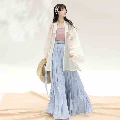 宋制汉服折领衫天丝吊带日常套装