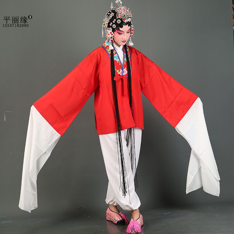 戏曲服装京剧青衣女对p披戏剧花旦长袖上衣古装儿童舞台服练功水